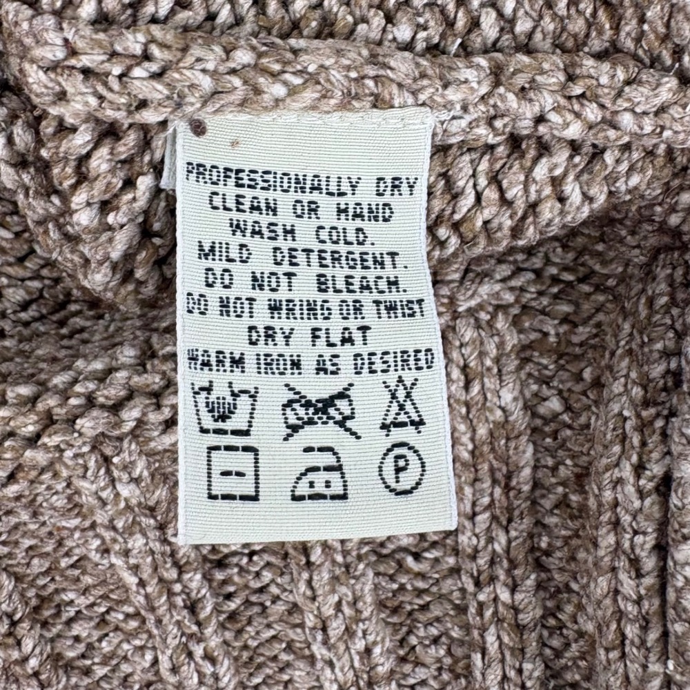 Eddie Bauer Fair Isle Sweater Womens Petite S Tan Silk Wool Reindeer Mock Neck - Picture 6 of 6